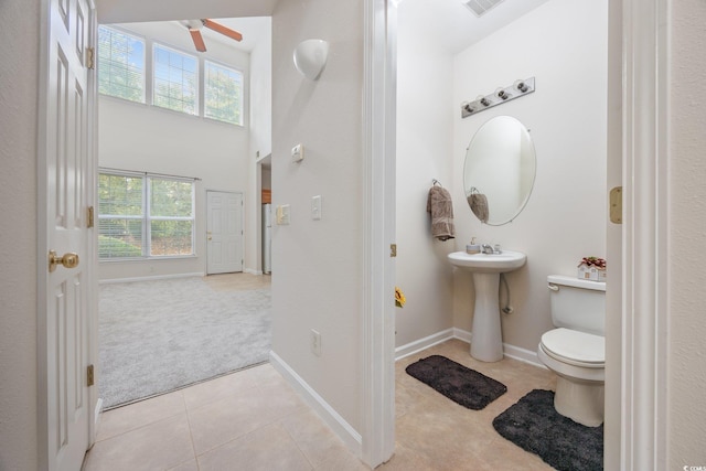 155 Chenoa Dr Unit E, Murrells Inlet, SC 29576 - bathroom with a ceiling fan, tile patterned floors, and a towering ceiling