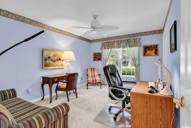 241 Black Duck Rd, Pawleys Island, SC 29585 - office with a ceiling fan and light carpet