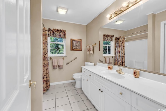 241 Black Duck Rd, Pawleys Island, SC 29585 - full bathroom featuring vanity, tile patterned flooring, a shower with curtain, and crown molding