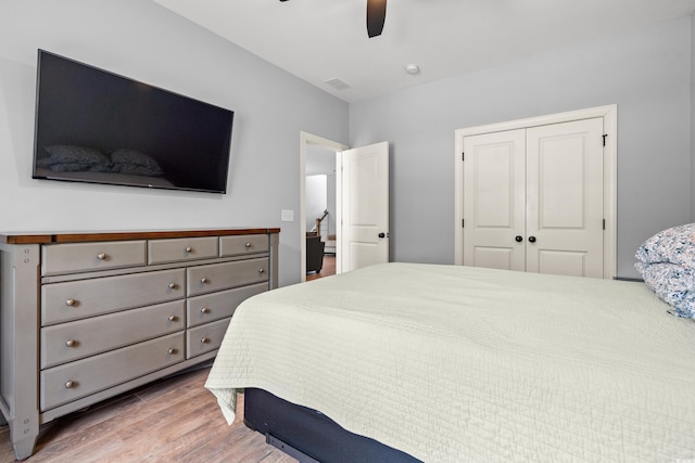 277 Splendor Cir, Murrells Inlet, SC 29576 - bedroom with wood finished floors, a closet, and a ceiling fan
