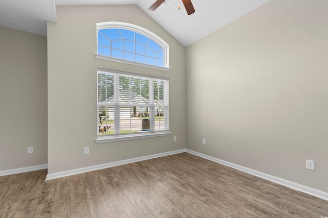 347 Leste Rd, Myrtle Beach, SC 29588 - unfurnished room with a ceiling fan, wood finished floors, and vaulted ceiling