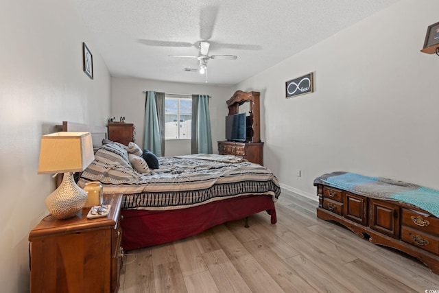 1311 Turkey Ridge Rd Unit A, Surfside Beach, SC 29575 - bedroom with light wood-type flooring, a textured ceiling, and ceiling fan