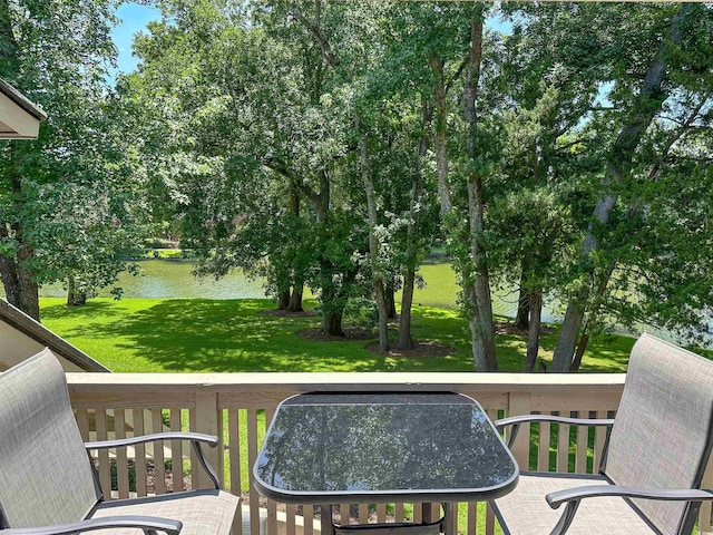 145 Hartland Dr Unit 4-E, Myrtle Beach, SC 29572 - wooden deck with a water view and a lawn