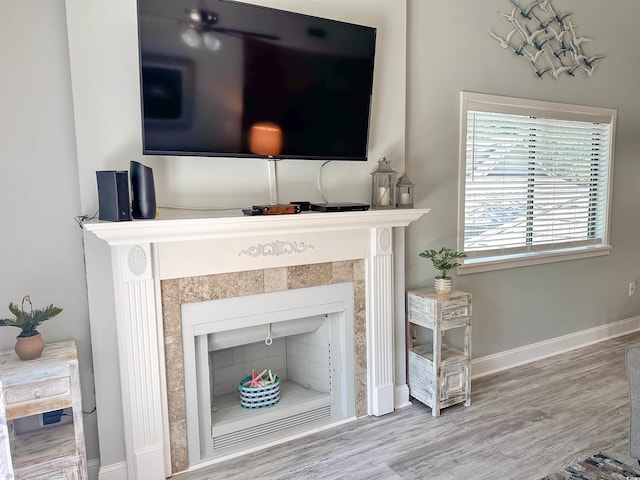 145 Hartland Dr Unit 4-E, Myrtle Beach, SC 29572 - detailed view of a tile fireplace and wood finished floors