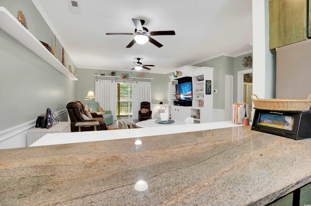 4221 Hibiscus Dr Unit 8-203, Little River, SC 29566 - living room featuring ceiling fan and ornamental molding