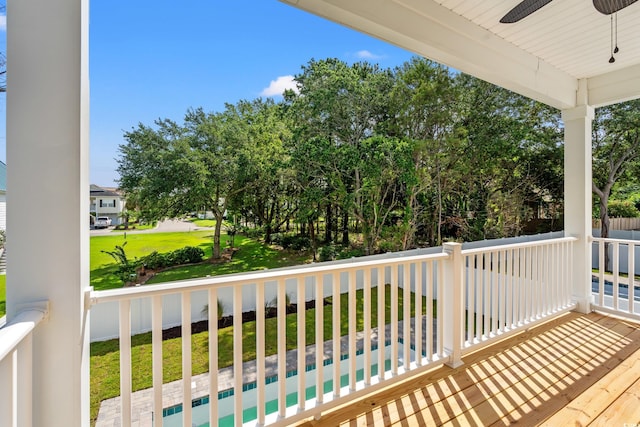 1718 26th Ave N, North Myrtle Beach, SC 29582 - wooden deck featuring ceiling fan