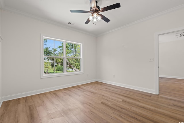 1718 26th Ave N, North Myrtle Beach, SC 29582 - empty room featuring a ceiling fan, light wood-type flooring, and crown molding