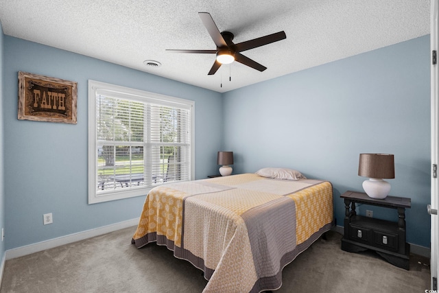 4162 Dupree Dr, Little River, SC 29566 - bedroom featuring carpet floors, a textured ceiling, and ceiling fan
