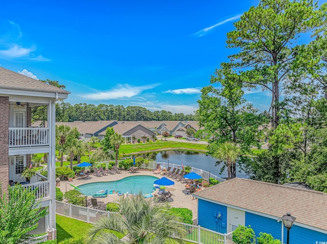 4173 Hibiscus Dr Unit 103, Little River, SC 29566 - view of pool featuring a fenced backyard, a patio, a water view, and a residential view