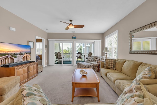 601 N Hillside Dr Unit 3926, North Myrtle Beach, SC 29582 - carpeted living area featuring a ceiling fan