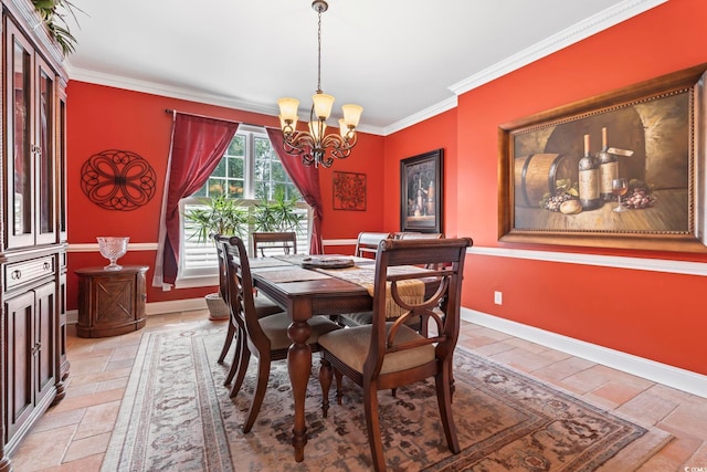 4691 Mill Pond Ct, Murrells Inlet, SC 29576 - dining room with a chandelier, ornamental molding, and stone tile flooring