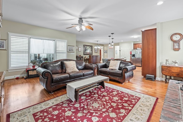 4691 Mill Pond Ct, Murrells Inlet, SC 29576 - living area with ceiling fan, light wood-style floors, and recessed lighting