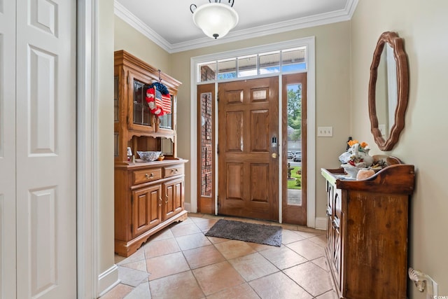 4691 Mill Pond Ct, Murrells Inlet, SC 29576 - entrance foyer with crown molding and light tile patterned floors