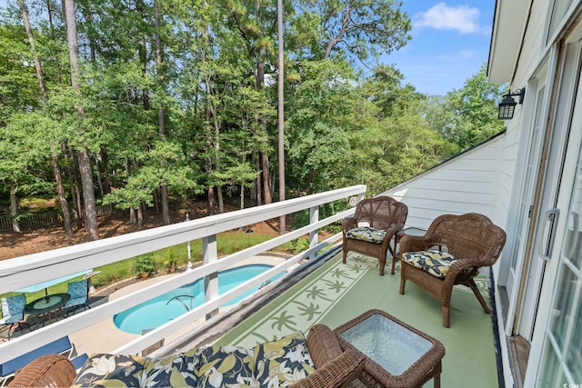 4691 Mill Pond Ct, Murrells Inlet, SC 29576 - balcony with view of pool area and view of scattered trees