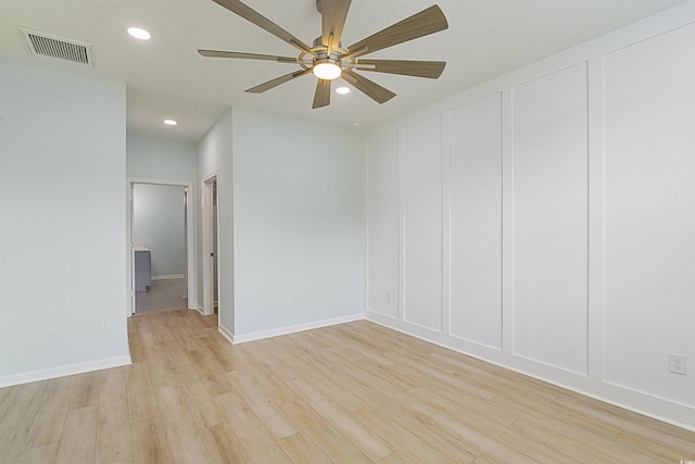964 Irving Dr, Little River, SC 29566 - spare room with recessed lighting, ceiling fan, light wood finished floors, and a decorative wall