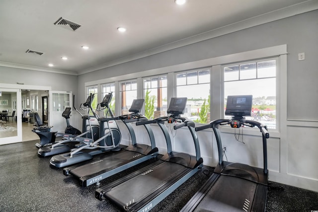 964 Irving Dr, Little River, SC 29566 - exercise room with crown molding and recessed lighting