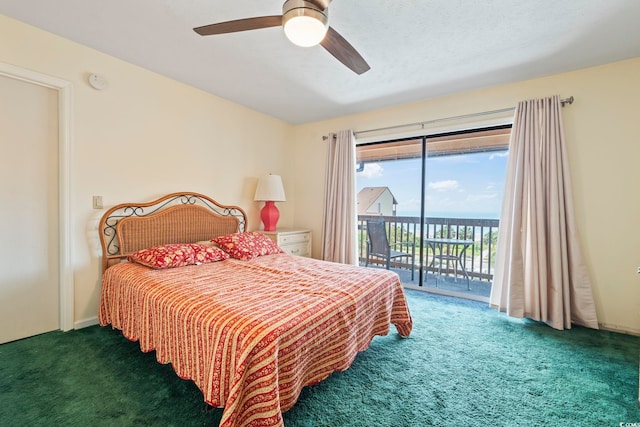 5515 N Ocean Blvd Unit 308, Myrtle Beach, SC 29577 - carpeted bedroom featuring access to exterior and ceiling fan