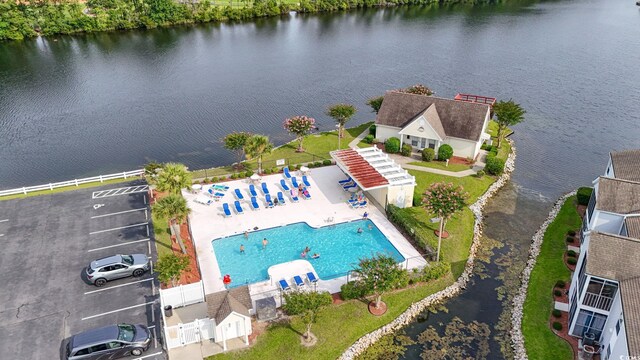 2257 Andover Dr Unit A, Surfside Beach, SC 29575 - drone / aerial view of a large body of water and a pool area