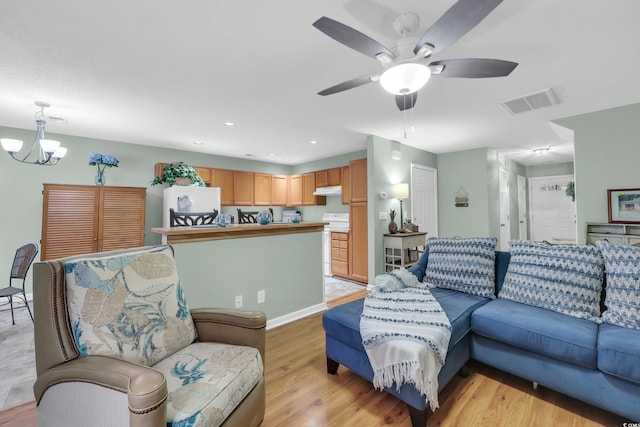 158 Palisade Loop Unit 158, Pawleys Island, SC 29585 - living area with a chandelier, light wood-type flooring, a ceiling fan, and recessed lighting