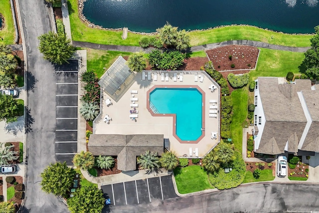 158 Palisade Loop Unit 158, Pawleys Island, SC 29585 - drone / aerial view of a pool area and a nearby body of water