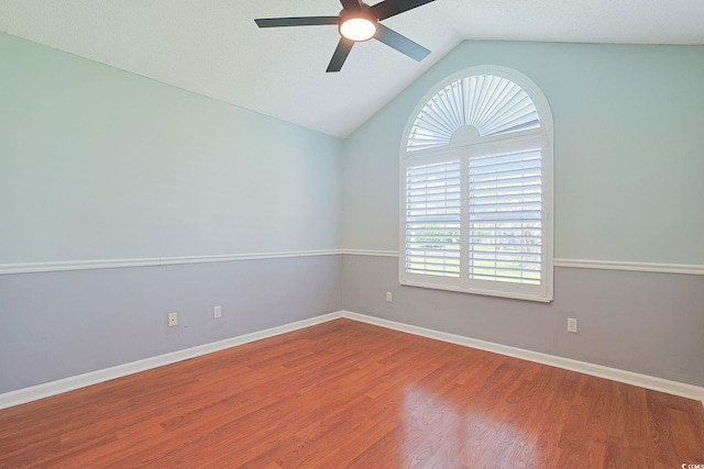 3888 Stillwood Dr, Myrtle Beach, SC 29588 - unfurnished room with a ceiling fan, healthy amount of natural light, lofted ceiling, and wood finished floors