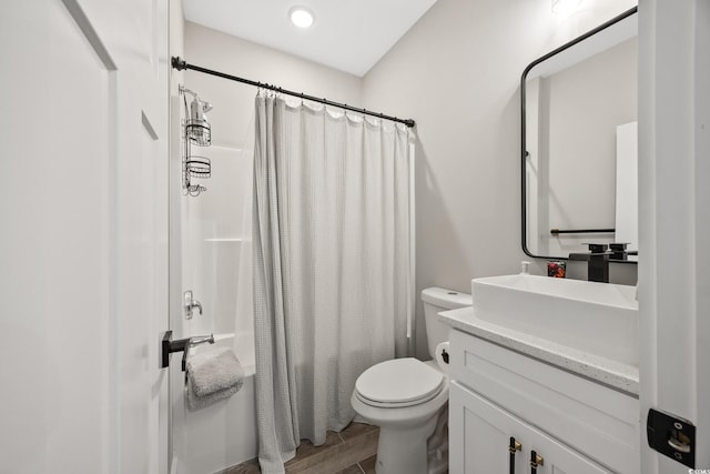2143 Stonecrest Dr NW, Calabash, NC 28467 - full bath with vanity, shower / bath combo, and wood finished floors