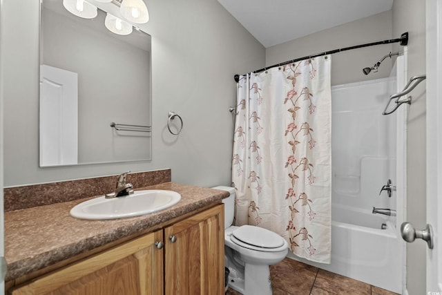 2135 Starduster Ln, Little River, SC 29566 - bathroom with vanity, shower / tub combo, and tile patterned floors