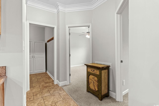2135 Starduster Ln, Little River, SC 29566 - hall with ornamental molding and light carpet