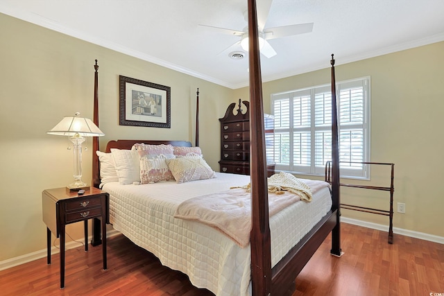 709 Jerdon Cir N, Myrtle Beach, SC 29582 - bedroom with wood finished floors, ornamental molding, and ceiling fan