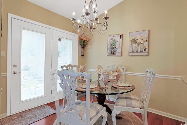 709 Jerdon Cir N, Myrtle Beach, SC 29582 - dining space featuring healthy amount of natural light, dark wood-style floors, and a chandelier