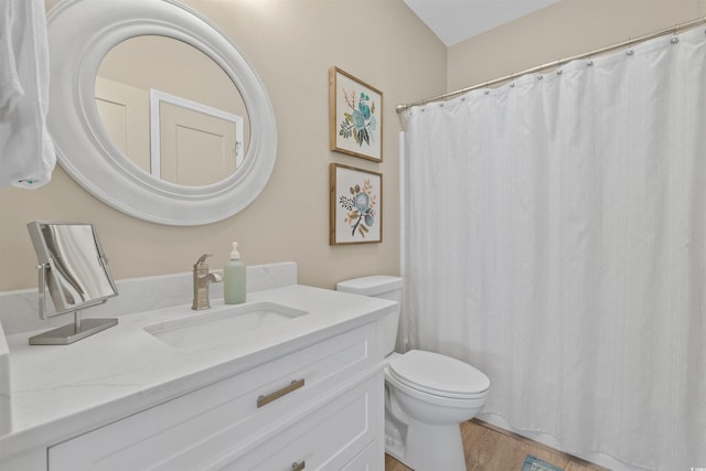 901 W Port Dr Unit 2114, North Myrtle Beach, SC 29582 - bathroom featuring vanity, wood finished floors, and curtained shower