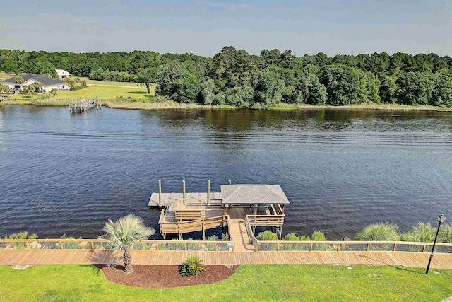 901 W Port Dr Unit 2114, North Myrtle Beach, SC 29582 - dock with a water view and a view of trees