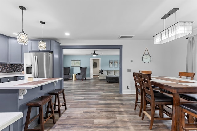 241 Fannie B Rd, Conway, SC 29526 - dining room featuring a ceiling fan, dark wood-style floors, and recessed lighting