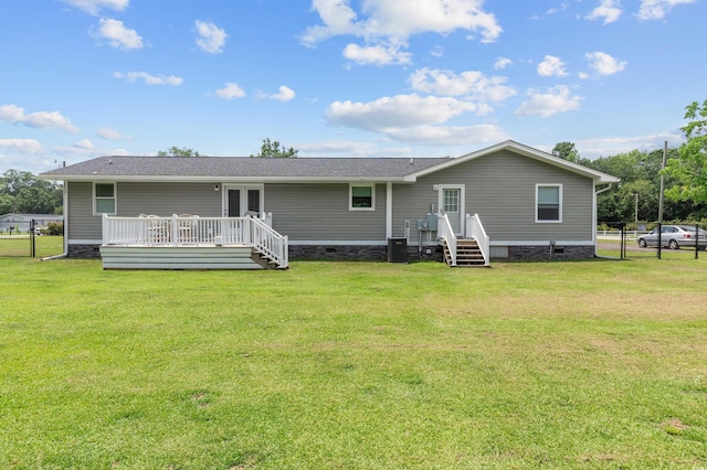 241 Fannie B Rd, Conway, SC 29526 - rear view of house featuring crawl space and a wooden deck