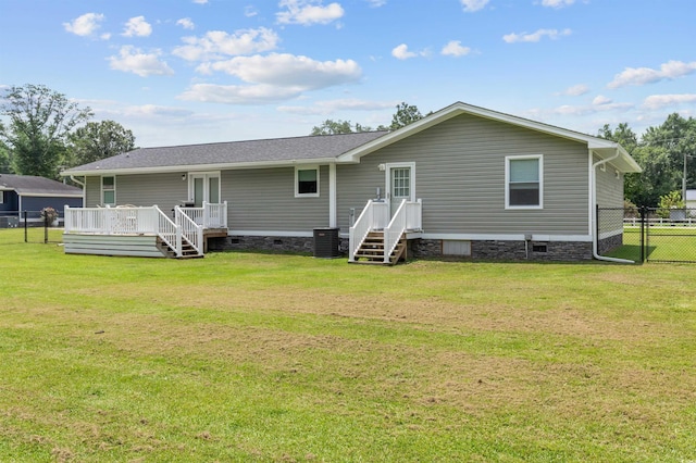 241 Fannie B Rd, Conway, SC 29526 - rear view of house with crawl space and a wooden deck