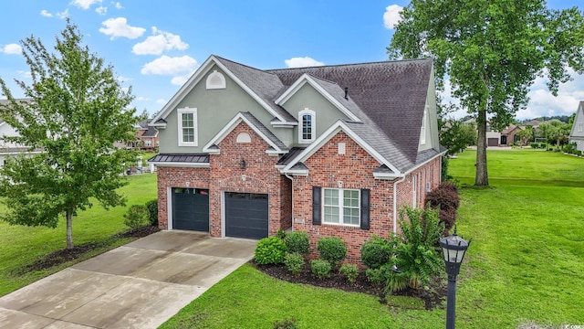 1106 Bluffton Ct, Myrtle Beach, SC 29579 - traditional home with stucco siding, a garage, brick siding, and concrete driveway