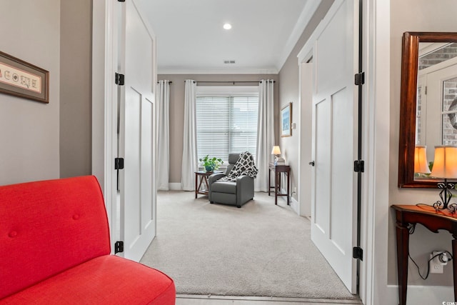 1106 Bluffton Ct, Myrtle Beach, SC 29579 - living area with carpet floors, crown molding, and recessed lighting