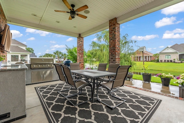 1106 Bluffton Ct, Myrtle Beach, SC 29579 - view of patio / terrace featuring outdoor dining area, area for grilling, and a ceiling fan