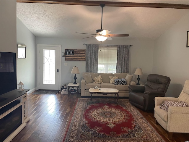 312 Trace Run, Myrtle Beach, SC 29588 - living room featuring dark wood-style flooring, a ceiling fan, and vaulted ceiling