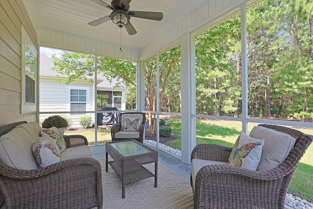 428 Arlington Cir, Murrells Inlet, SC 29576 - sunroom / solarium with ceiling fan and an outdoor living space