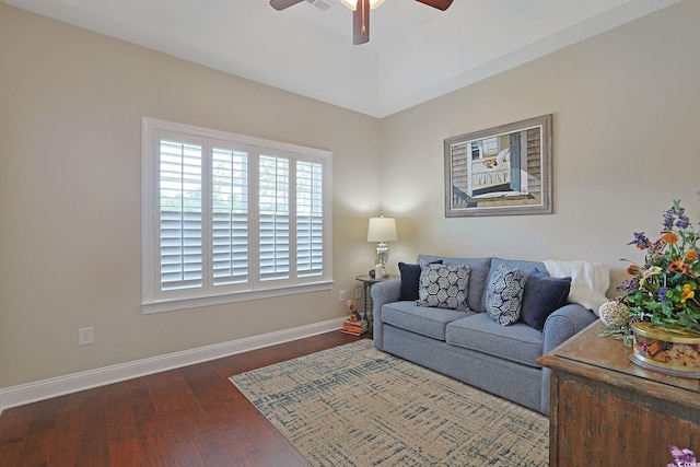 428 Arlington Cir, Murrells Inlet, SC 29576 - living area featuring ceiling fan and wood-type flooring