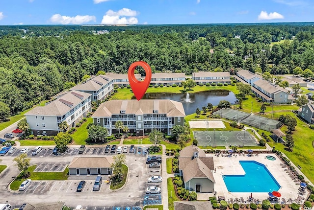 300 Kiskadee Loop Unit K, Conway, SC 29526 - bird's eye view of a nearby body of water and a pool area