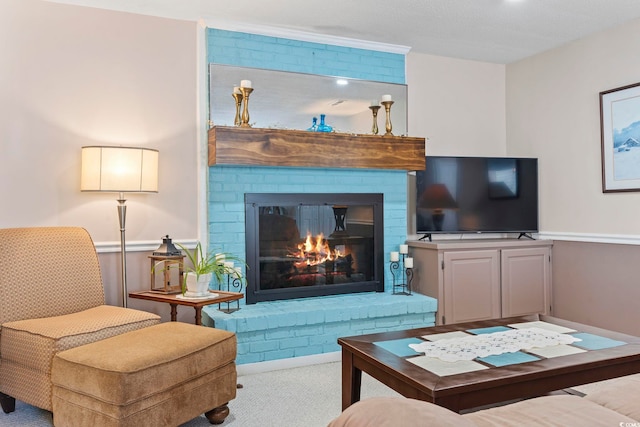 1575 Victoria Ln, Myrtle Beach, SC 29577 - living area with a fireplace and carpet floors