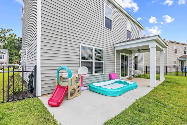 317 Truce St, Myrtle Beach, SC 29588 - back of property featuring a ceiling fan and a patio