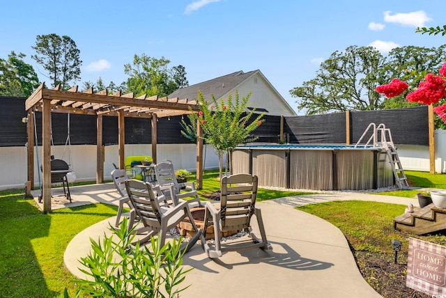 2588 Long Ave, Conway, SC 29526 - view of patio / terrace with a pergola, an outdoor pool, a fire pit, and grilling area