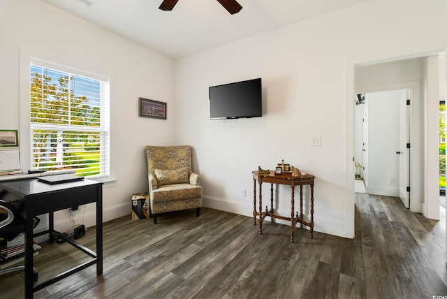 2588 Long Ave, Conway, SC 29526 - office space with a ceiling fan and dark wood-style floors