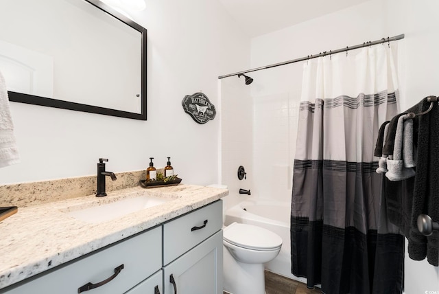2588 Long Ave, Conway, SC 29526 - bathroom with vanity, shower / bath combo with shower curtain, and wood finished floors