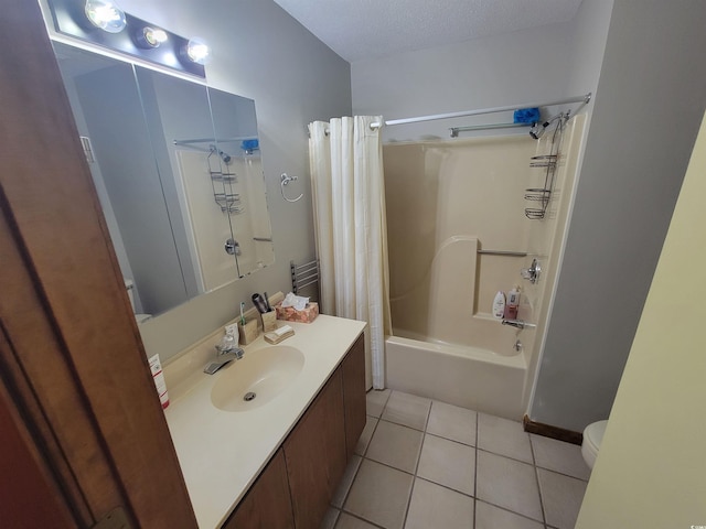 207 Double Eagle Dr Unit E-1, Surfside Beach, SC 29575 - bathroom featuring shower / tub combo with curtain, tile patterned floors, and vanity