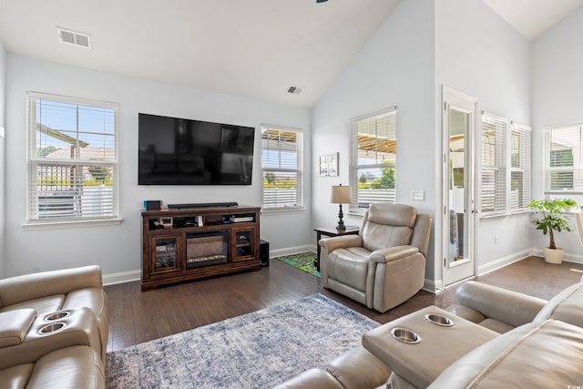 405 Spring View Ct, Little River, SC 29566 - living room with wood finished floors and high vaulted ceiling