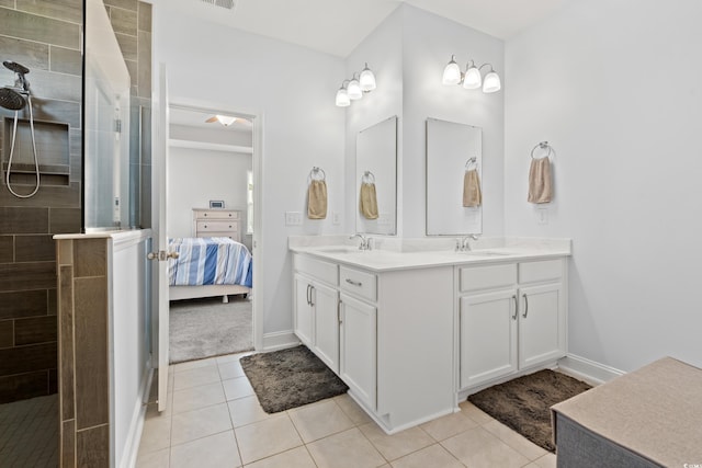 405 Spring View Ct, Little River, SC 29566 - ensuite bathroom with double vanity, a walk in shower, and tile patterned flooring